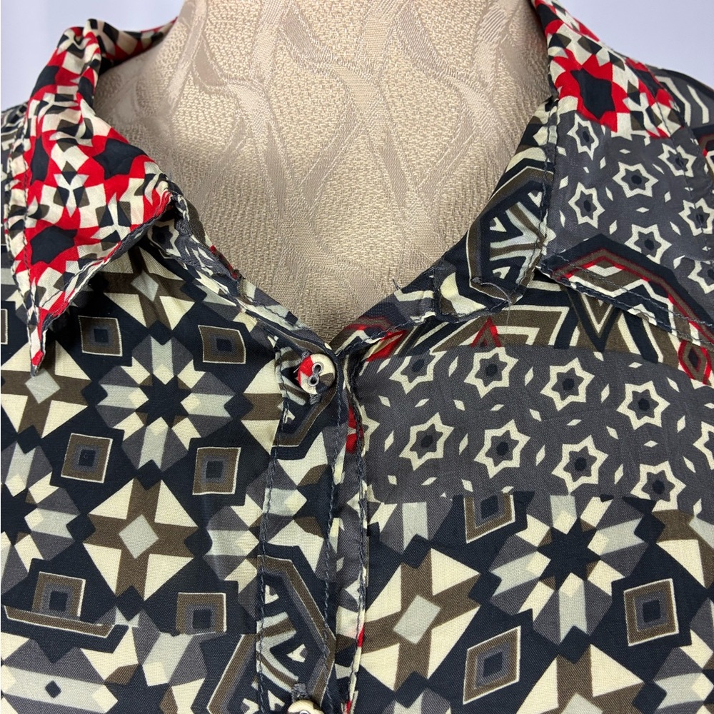 Johnny Was Size Large Black BOHO. Maxi Dress with Red Accents - Picture 2 of 5